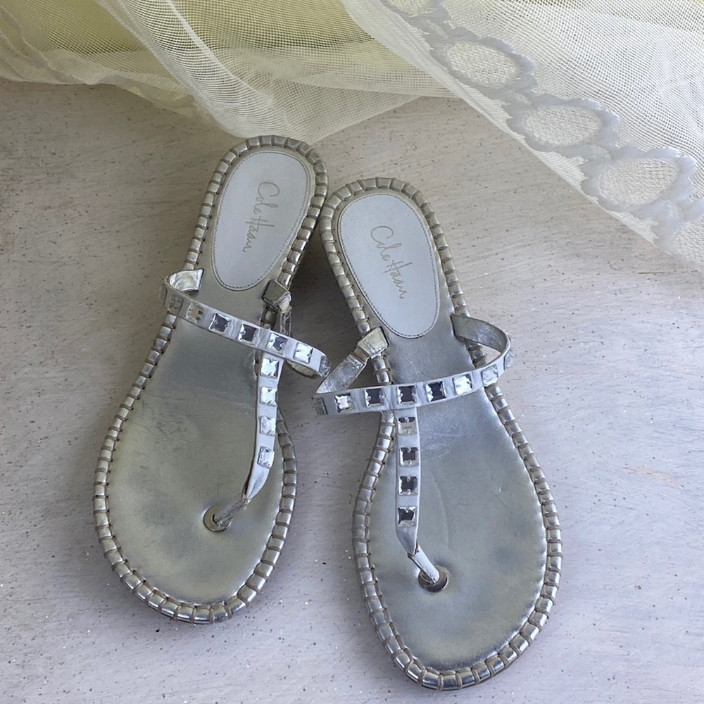 Cole Haan Leather Jewel Studded Sandals